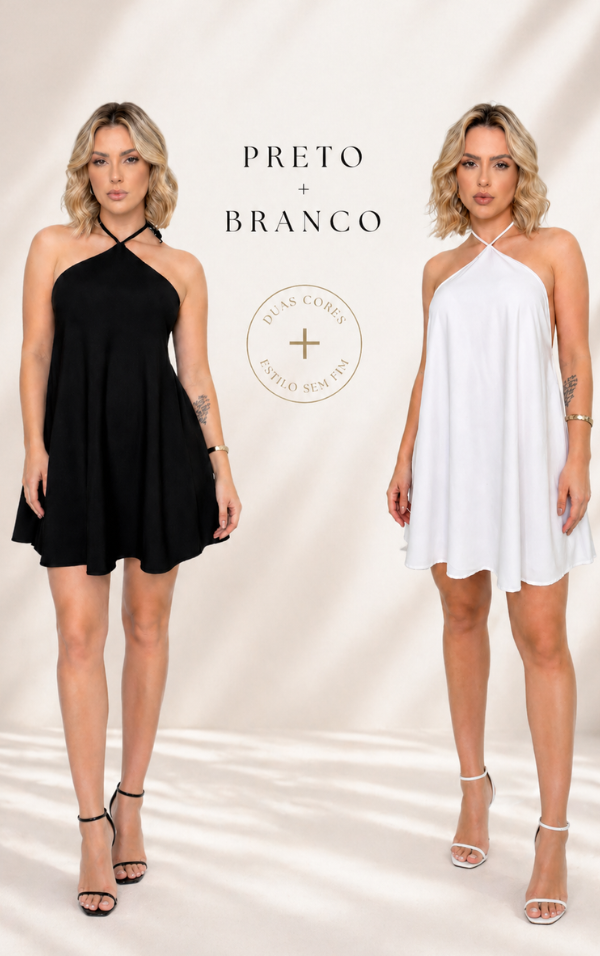 Kit 2 Vestidos Beatriz© - Preto + Branco